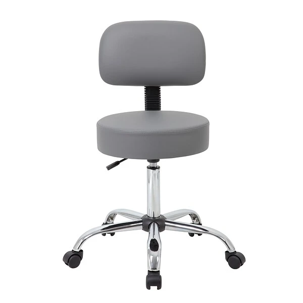 Boss Caressoft Armless Antimicrobial Medical Stool W/Back Cushion, Gray (B245-GY) 2 Boss Caressoft Armless Antimicrobial Medical Stool W/Back Cushion, Gray (B245-GY) - Image 2