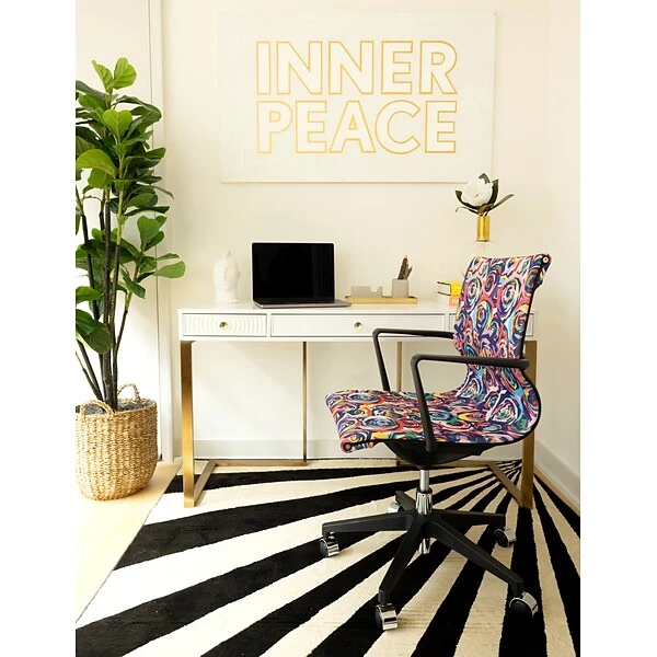 The Raynor Group Elizabeth Sutton Wynwood Fabric Swivel Task Chair, Multi Rose Black Silver (K-ESWY-BLK-ROSE-SIL) 7 The Raynor Group Elizabeth Sutton Wynwood Fabric Swivel Task Chair, Multi Rose Black Silver (K-ESWY-BLK-ROSE-SIL) - Image 7