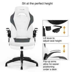 Staples Emerge Vortex Bonded Leather Gaming Chair, White And Gray (52503) -Popular Furniture 21A2AD2E 9611 4520 B735802FE72A1723 s7