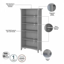 Bush Furniture Salinas 5 Shelf Bookcase, Cape Cod Gray (SAB132CG-03) 10 Bush Furniture Salinas 5 Shelf Bookcase, Cape Cod Gray (SAB132CG-03) -Popular Furniture 2F21C77B A363 4DD3 8AB7D4E89FA5E29B s7