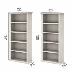 Bush Furniture Yorktown 5-Shelf 67"H Bookcase Set, Linen White Oak (YRK012LW) -Popular Furniture 43F9BF93 8F04 47A9 93B7293C6BE345A9 s7