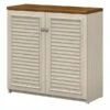 Bush Furniture Fairview Small Storage Cabinet With Doors, Antique White/Tea Maple (WC53296-03)