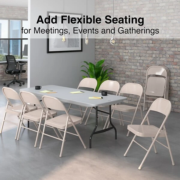 Quill Brand® Metal Folding Chairs, Taupe, 4/Pack (51503) 3 Quill Brand® Metal Folding Chairs, Taupe, 4/Pack (51503) - Image 3