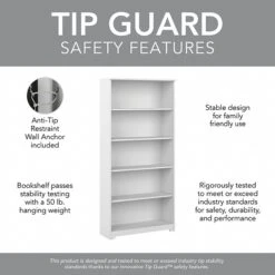 Bush Furniture Cabot 66.3" 5-Shelf Bookcase, White (WC31966) -Popular Furniture 82309749 BBA6 4E58 880F91123F4356E0 s7