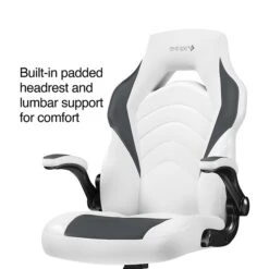 Staples Emerge Vortex Bonded Leather Gaming Chair, White And Gray (52503)