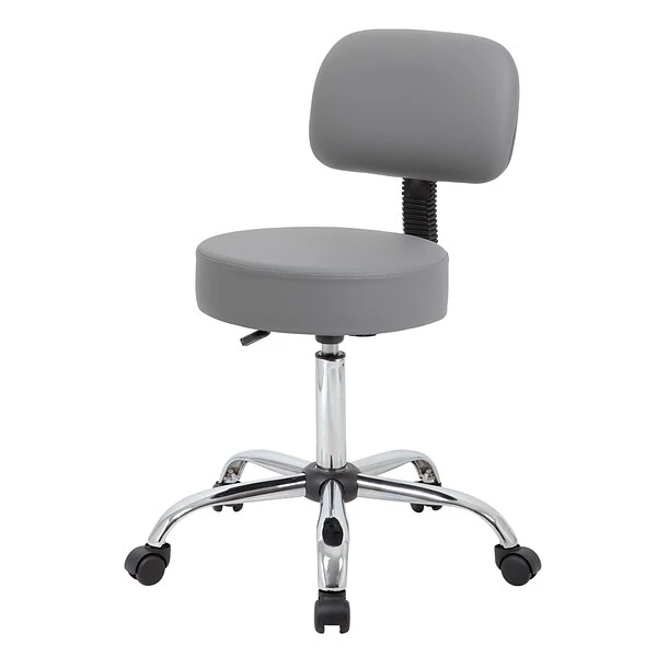 Boss Caressoft Armless Antimicrobial Medical Stool W/Back Cushion, Gray (B245-GY) 1 Boss Caressoft Armless Antimicrobial Medical Stool W/Back Cushion, Gray (B245-GY)
