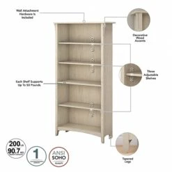Bush Furniture Salinas 5 Shelf Bookcase, Antique White (SAB132AW-03) -Popular Furniture 9A7F21D5 3704 4690 8F3AD49BF4A4C9EF s7