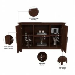 Bush Furniture Key West 66" Entryway Storage Set With Hall Tree, Shoe Bench, And 2-Door Cabinet, Bing Cherry (KWS054BC) -Popular Furniture A0CB31F5 C94F 45A7 A930D3310617057A s7