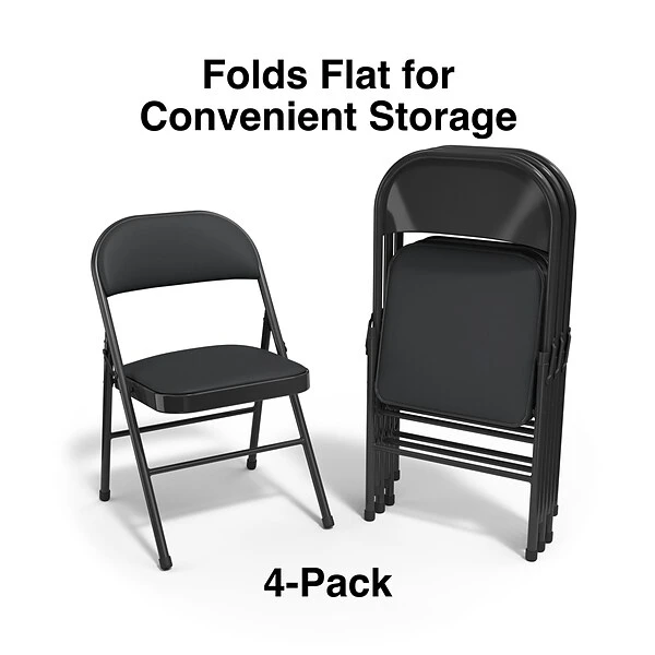 Quill Brand® Luxura Faux Leather Folding Chair, Black, 4/Pack (51504) 3 Quill Brand® Luxura Faux Leather Folding Chair, Black, 4/Pack (51504) - Image 3