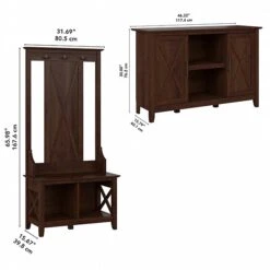 Bush Furniture Key West 66" Entryway Storage Set With Hall Tree, Shoe Bench, And 2-Door Cabinet, Bing Cherry (KWS054BC) -Popular Furniture A8E5E769 CAF9 4450 9263548179C4A367 s7