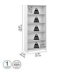 Bush Furniture Cabot 66.3" 5-Shelf Bookcase, White (WC31966) -Popular Furniture ACA8B0B9 7842 4797 A72273012C03CE03 s7