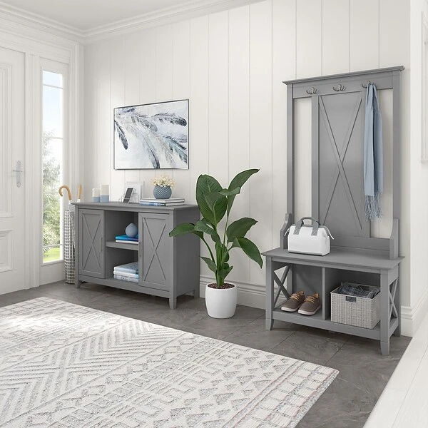 Bush Furniture Key West 30" Accent Cabinet With Doors And 4 Shelves, Cape Cod Gray (KWS146CG-03) 5 Bush Furniture Key West 30" Accent Cabinet With Doors And 4 Shelves, Cape Cod Gray (KWS146CG-03) - Image 5