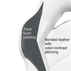 Staples Emerge Vortex Bonded Leather Gaming Chair, White And Gray (52503) -Popular Furniture D98EC319 51FB 49EC BFA4FEA1656E3146 s7