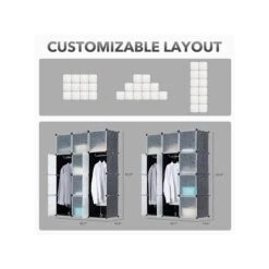 Mount-It! 55.9" X 42.1" Portable Closet Rack, Gray/Black, Plastic (WI-4030) -Popular Furniture DB4F588A EFB2 42B1 9DD05A55312A07E7 s7