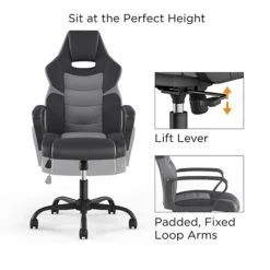 Staples Emerge Vector Luxura Faux Leather Gaming Chair, Black & Gray (61108) -Popular Furniture DE5C290D 5B0B 41F4 92AC73BF25CDC9B6 s7