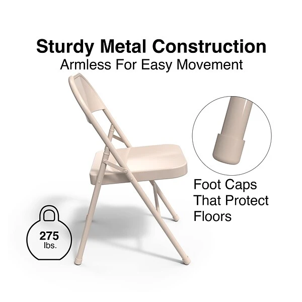 Quill Brand® Metal Folding Chairs, Taupe, 4/Pack (51503) 1 Quill Brand® Metal Folding Chairs, Taupe, 4/Pack (51503)