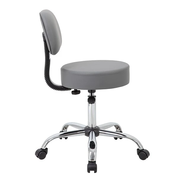 Boss Caressoft Armless Antimicrobial Medical Stool W/Back Cushion, Gray (B245-GY) 3 Boss Caressoft Armless Antimicrobial Medical Stool W/Back Cushion, Gray (B245-GY) - Image 3