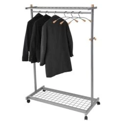 Alba™ Alba Mobile Garment Rack, Chrome/Mahogany