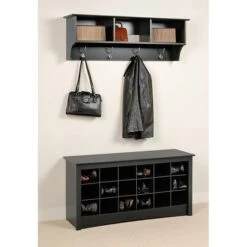 Prepac™ Composite Wood Shoe Storage Cubbie Bench, Black -Popular Furniture m000070336 s7
