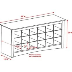 Prepac™ Composite Wood Shoe Storage Cubbie Bench, Black -Popular Furniture m000070337 s7