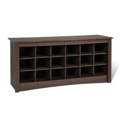 Prepac™ Composite Wood Shoe Storage Cubbie Bench, Espresso -Popular Furniture m000070338 s7