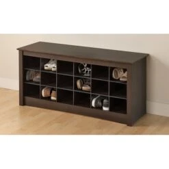 Prepac™ Composite Wood Shoe Storage Cubbie Bench, Espresso -Popular Furniture m000070339 s7