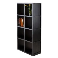Winsome 20053 4 X 2 Cube Shelf With Wainscoting Panel, Black