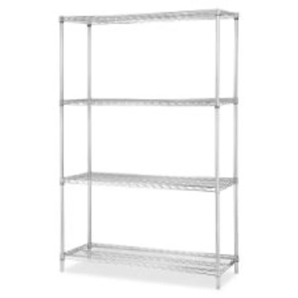 Lorell Industrial Chrome Wire Shelving Starter Kit, Chrome, 48" X 24" 1 Lorell Industrial Chrome Wire Shelving Starter Kit, Chrome, 48" X 24"
