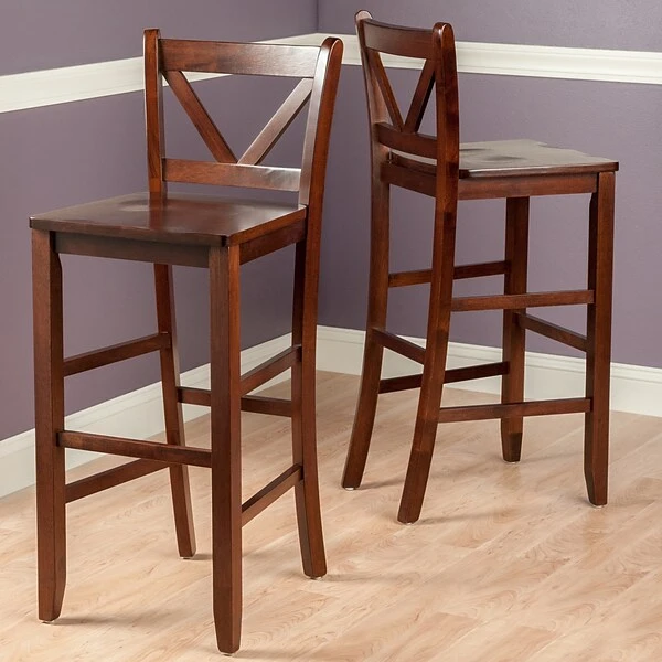 Winsome V-Back 29" Bar Stools, Walnut, Set Of 2 (94259) 6 Winsome V-Back 29" Bar Stools, Walnut, Set Of 2 (94259) - Image 6