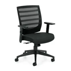 Global Offices To Go™ Mid-Back Mesh Fabric Management Chair, Black, Adjustable Arms (OTG11921B)