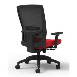 Union & Scale Workplace2.0™ Fabric Task Chair, Ruby Red, Adjustable Lumbar, 2D Arms, Synchro Seat Slide