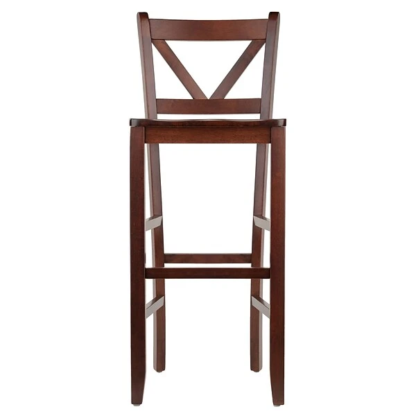 Winsome V-Back 29" Bar Stools, Walnut, Set Of 2 (94259) 1 Winsome V-Back 29" Bar Stools, Walnut, Set Of 2 (94259)