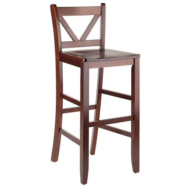 Winsome V-Back 29" Bar Stools, Walnut, Set Of 2 (94259) 4 Winsome V-Back 29" Bar Stools, Walnut, Set Of 2 (94259) - Image 4