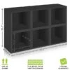 Way Basics 25.6"H X 40.2"W 6 Stackable Modular Modern Eco Storage Cube System Cubby Organizer, Black Wood Grain (PS-MC-6-BK)