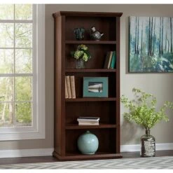 Bush Furniture Yorktown 5 Shelf Bookcase, Antique Cherry (WC40366-03)