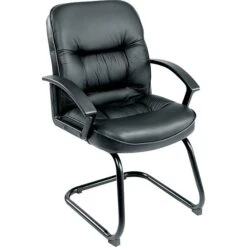 Boss Leather Guest Chair, Black (B7309) -Popular Furniture s0200629 s7