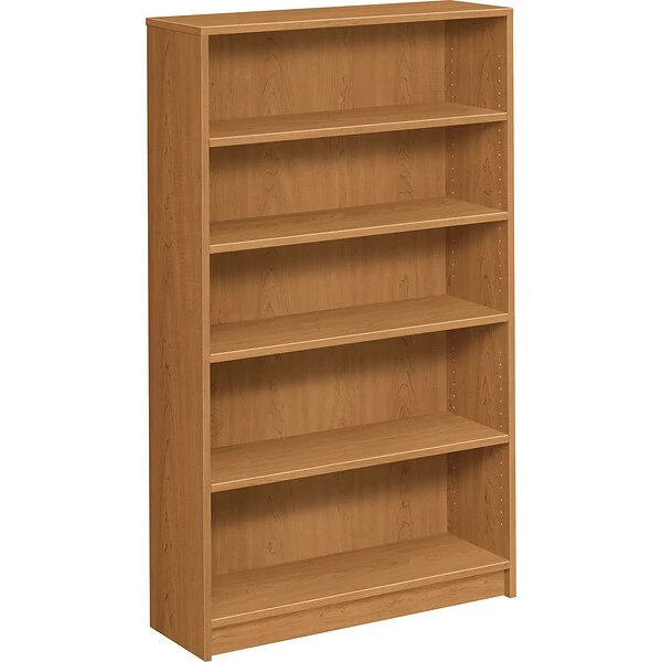 HON® 1870 Series Square-Edge Laminate Bookcases, 60-1/8"H, 5 Shelves, Harvest 1 HON® 1870 Series Square-Edge Laminate Bookcases, 60-1/8"H, 5 Shelves, Harvest