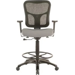 Tempur-Pedic Mid-Back Fabric Drafting Stool, Gray -Popular Furniture s0555568 s7