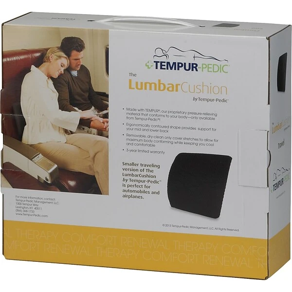 Tempur-pedic® Travel Lumbar Cushion With Fabric Cover, Black 2 Tempur-pedic® Travel Lumbar Cushion With Fabric Cover, Black - Image 2