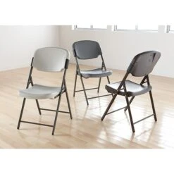 Iceberg Rough 'N Ready Folding Chairs, Plastic, Charcoal, Seat: 18 3/4"W X 21 1/2"D, Back: 18 3/4"W X 20 1/4"H -Popular Furniture s0831164 s7