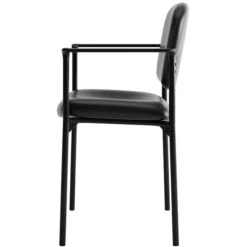 HON Scatter Stacking Guest Chair, Fixed Arms, Black SofThread Leather NEXT2018 NEXT2Day -Popular Furniture s0835578 s7