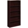 HON 10700 Series Bookcase, Mahogany, 5-Shelf, 69.22"H