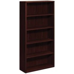 HON 10700 Series Bookcase, Mahogany, 5-Shelf, 69.22"H