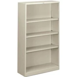 Popular Furniture 28 HON® Brigade Steel Bookcase, Light Gray, 4-Shelf, 59"H
