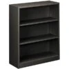 HON® Brigade Steel Bookcase, Charcoal, 3-Shelf, 41"H