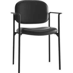 HON Scatter Stacking Guest Chair, Fixed Arms, Black SofThread Leather NEXT2018 NEXT2Day -Popular Furniture s0836412 s7
