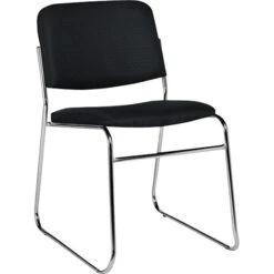 Global Offices To Go® Armless Stack Chair, Fabric, Black, Seat: 16.5"Wx16.5"D, Back: 18"Wx13.5"H, 2/CT