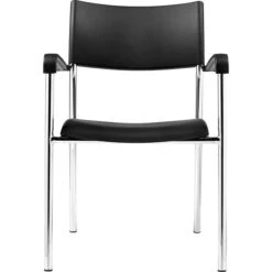 Offices To Go® Stack Chair, Plastic, Black, Seat: 16 1/2"W X 16"D, Back: 17 1/2"W X 14 1/2"H, 4/Ct -Popular Furniture s0905844 s7