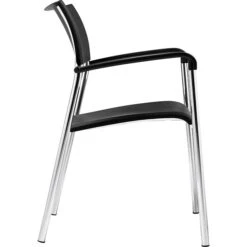 Offices To Go® Stack Chair, Plastic, Black, Seat: 16 1/2"W X 16"D, Back: 17 1/2"W X 14 1/2"H, 4/Ct