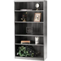 Safco Aberdeen 5-Shelf Bookcase 68 3/4"H, Gray Steel (AB5S36LGS)